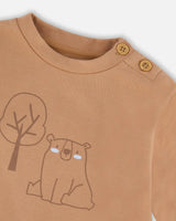 Organic Cotton Pant And Top Set Beige Tree Print | Deux par Deux | Jenni Kidz