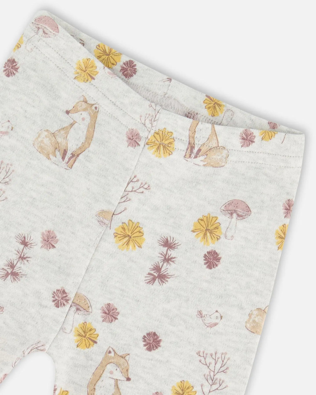 Organic Cotton Pointelle Top And Printed Leggings Set Woodrose With Fox | Deux par Deux | Jenni Kidz