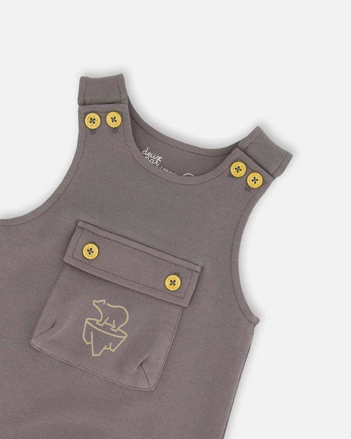 Organic Cotton Printed Onesie And Overall Set Dark Gray With Mountains | Deux par Deux | Jenni Kidz