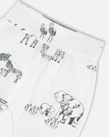 Organic Cotton Printed Top And Evolutive Pant Set White With Printed Jungle | Deux par Deux | Jenni Kidz