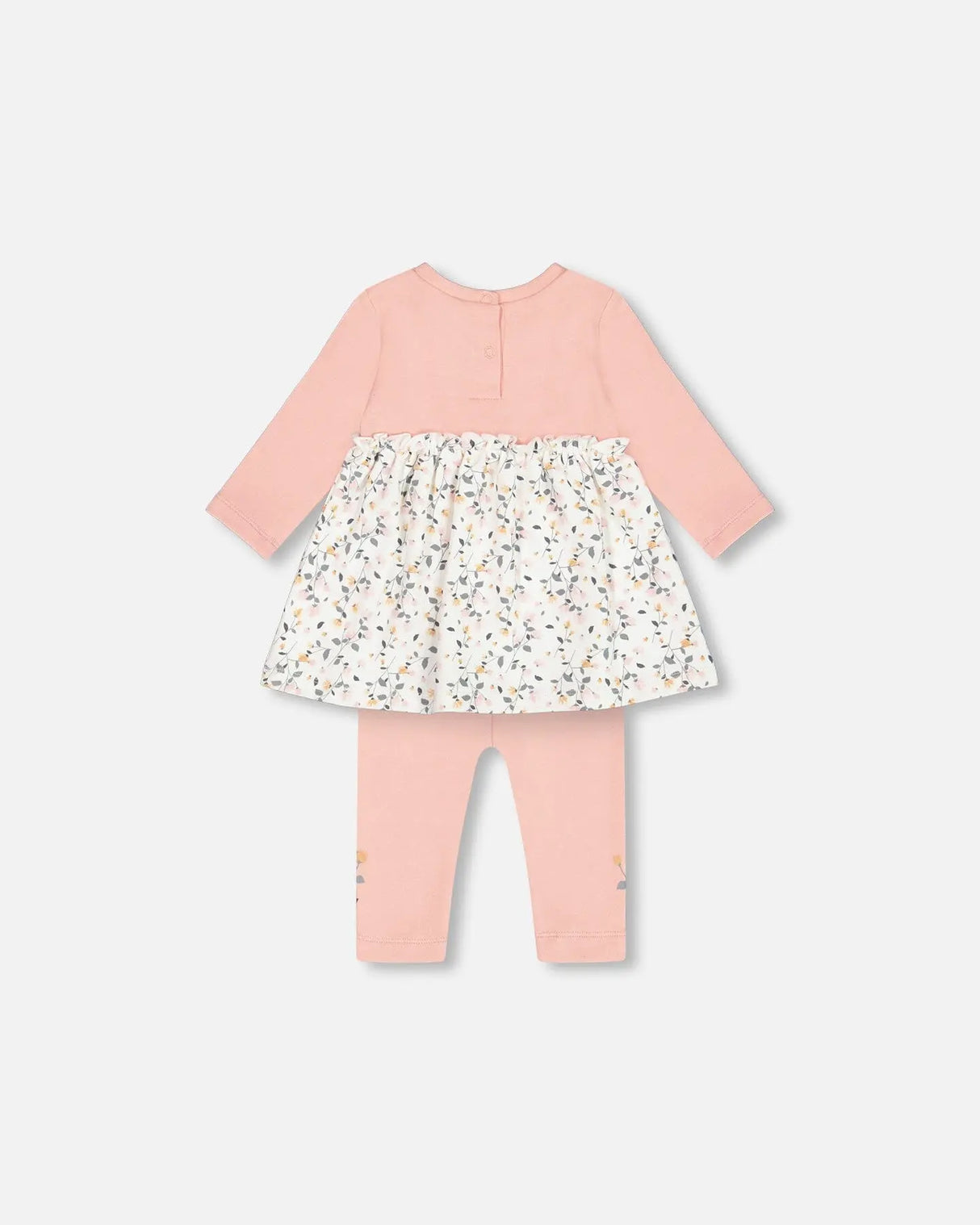 Organic Cotton Printed Tunic And Leggings Set Light Pink With Flowers | Deux par Deux | Jenni Kidz