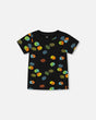 Organic Cotton T-Shirt With Allover Print Black | Deux par Deux | Jenni Kidz
