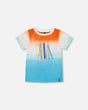 Organic Cotton T-Shirt With Gradient Blue And Orange Print | Deux par Deux | Jenni Kidz