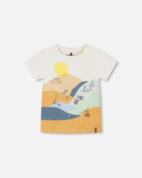 Organic Cotton T-Shirt With Large Landscape Print | Deux par Deux | Jenni Kidz