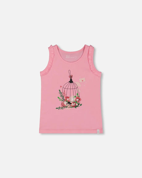 Organic Cotton Tank With Frills Candy Pink | Deux par Deux | Jenni Kidz