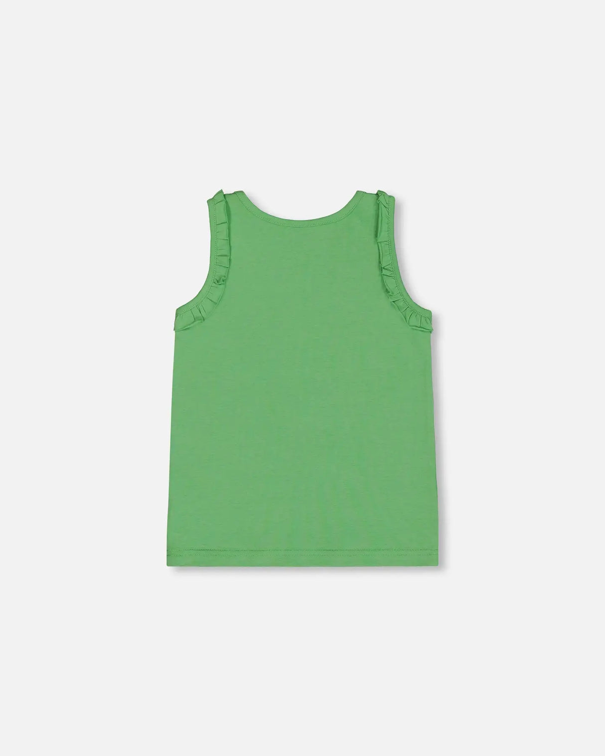 Organic Cotton Tank With Frills Flowers On Green Background | Deux par Deux | Jenni Kidz