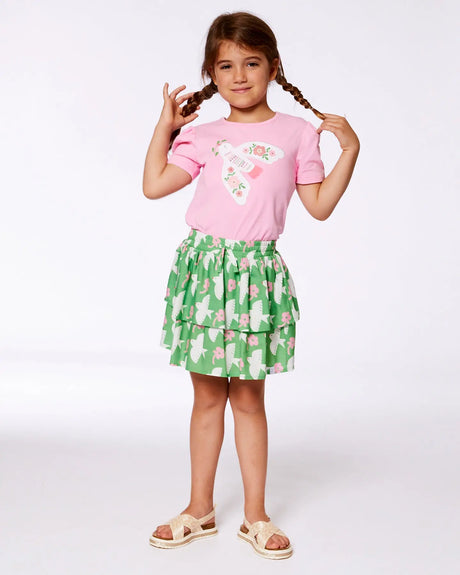 Organic Cotton Tee With Puff Sleeve Candy Pink | Deux par Deux | Jenni Kidz