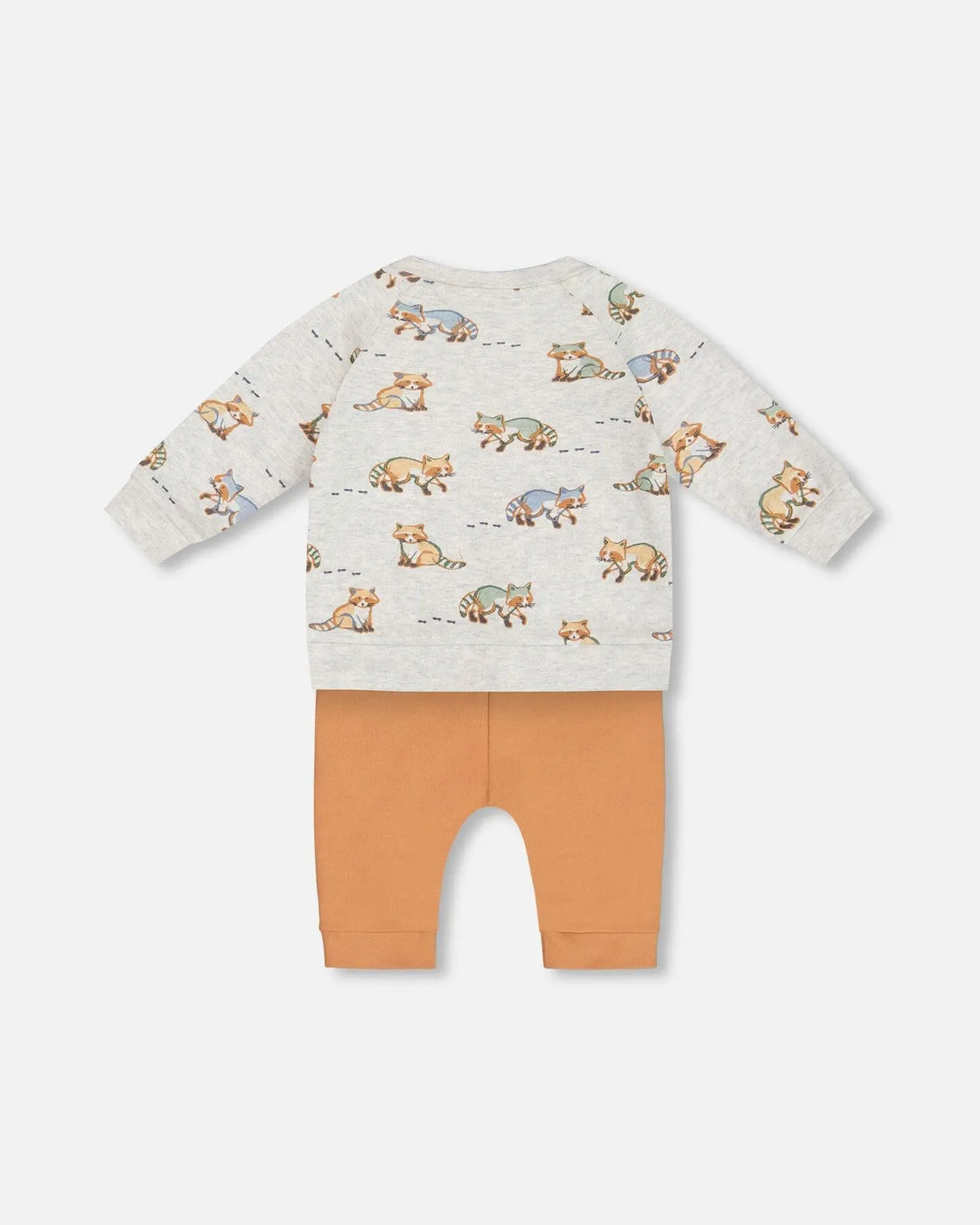 Organic Cotton Top And Pant Set Beige Mix Printed Racoon And Hazel | Deux par Deux | Jenni Kidz