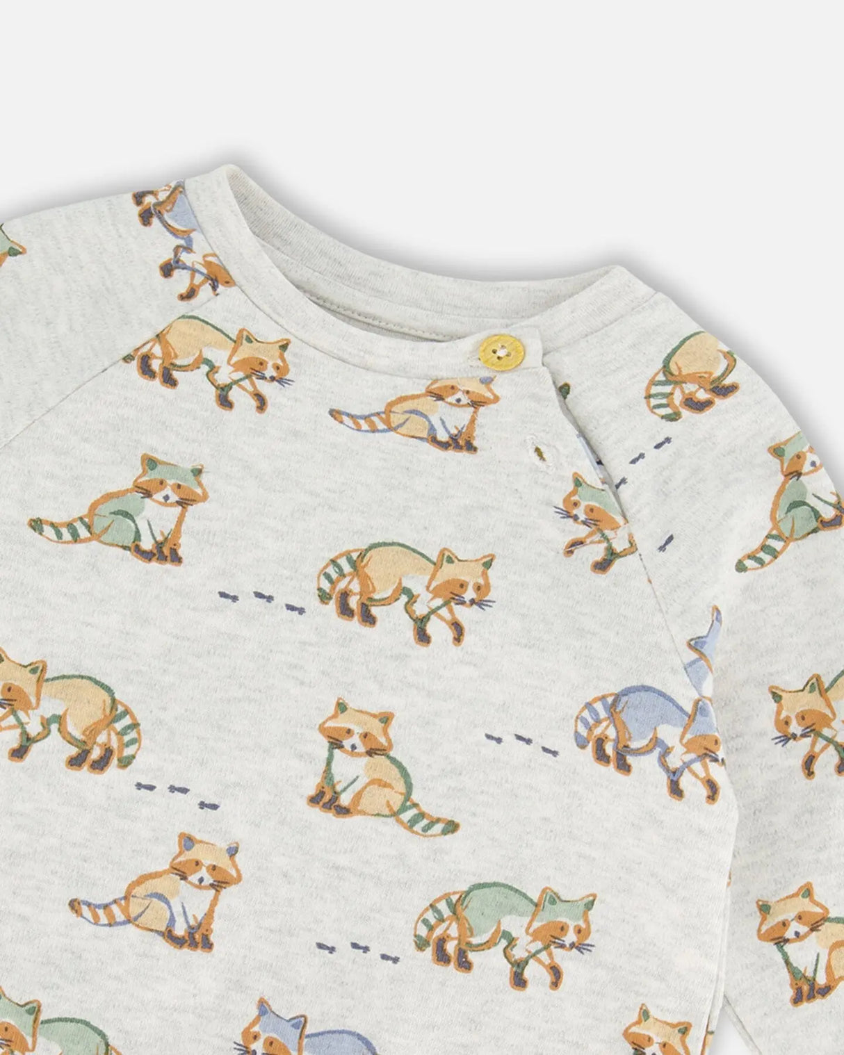 Organic Cotton Top And Pant Set Beige Mix Printed Racoon And Hazel | Deux par Deux | Jenni Kidz