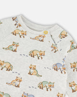 Organic Cotton Top And Pant Set Beige Mix Printed Racoon And Hazel | Deux par Deux | Jenni Kidz