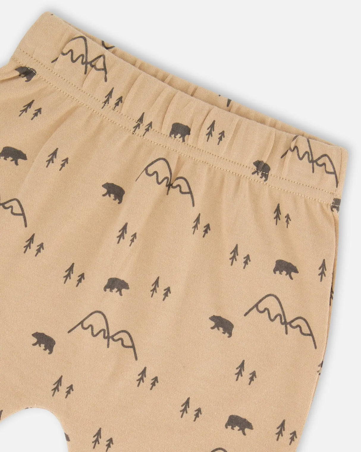 Organic Cotton Top With Printed Bears Pant Set Sand | Deux par Deux | Jenni Kidz