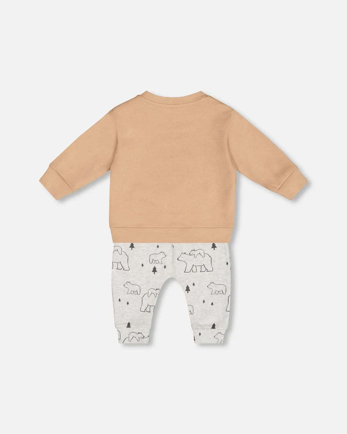 Organic Cotton Top With Printed Mountains Pant Set Dark Gray | Deux par Deux | Jenni Kidz