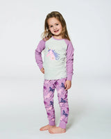 Organic Cotton Two Piece Pajama Set Mauve Printed Unicorns | Deux par Deux | Jenni Kidz