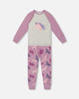 Organic Cotton Two Piece Pajama Set Mauve Printed Unicorns | Deux par Deux | Jenni Kidz