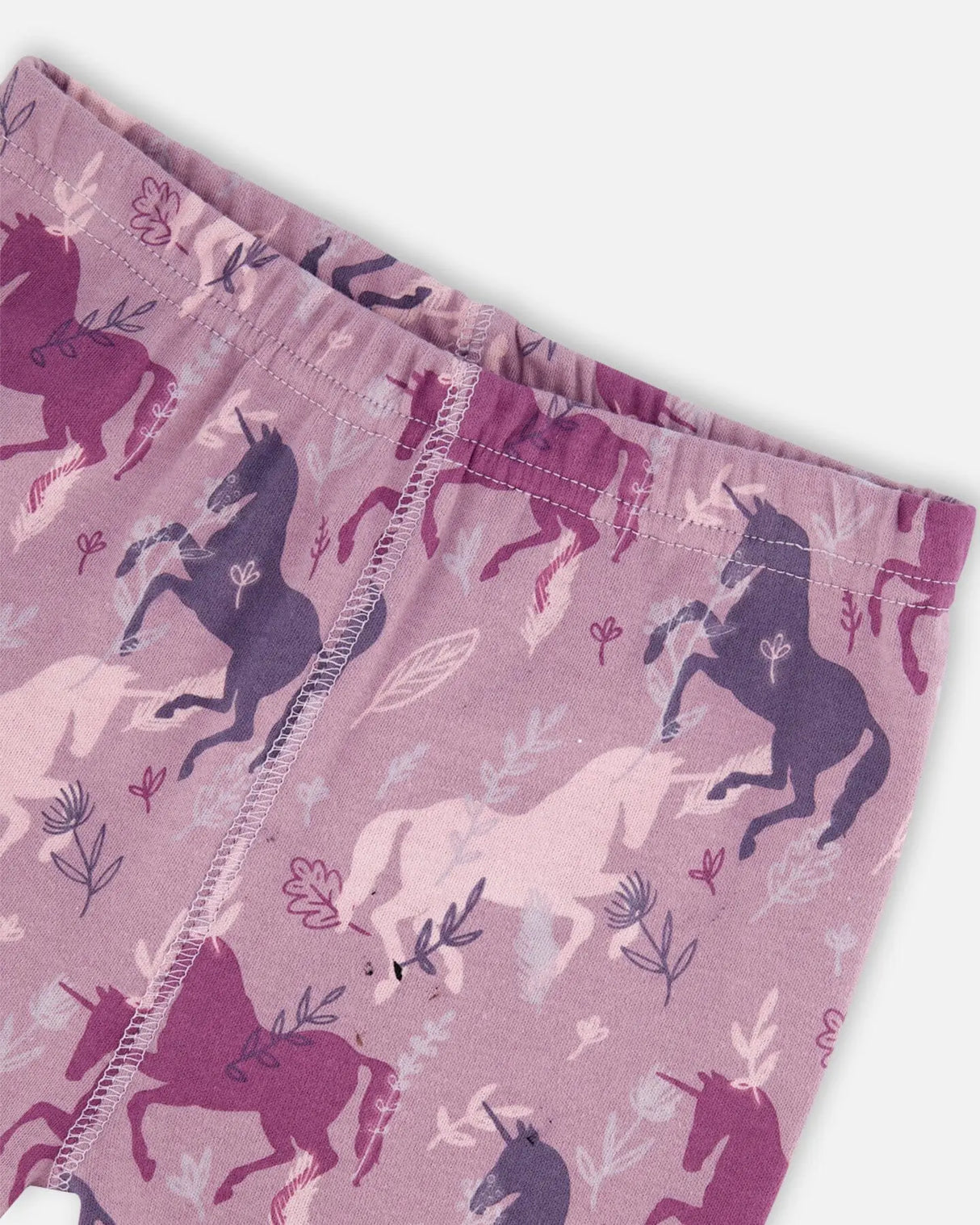 Organic Cotton Two Piece Pajama Set Mauve Printed Unicorns | Deux par Deux | Jenni Kidz