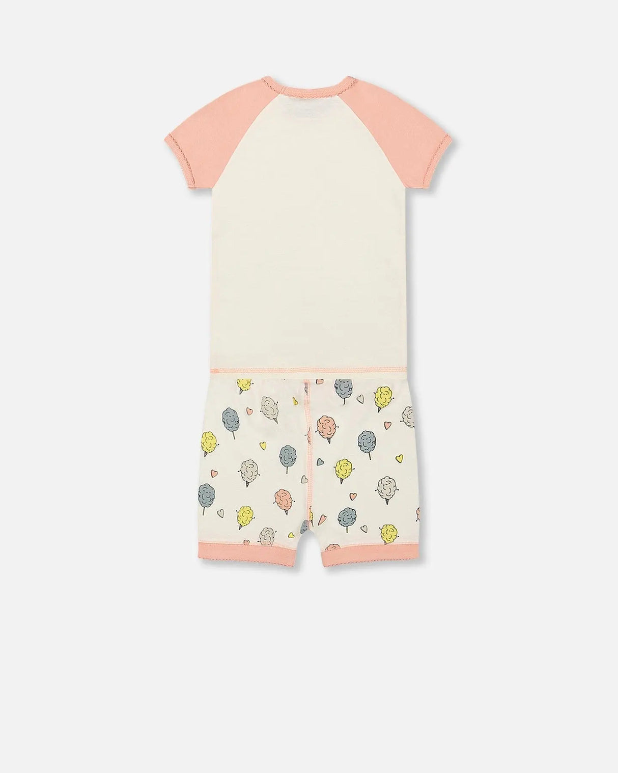 Organic Cotton Two Piece Pajama Set Off White Printed Cotton Candy | Deux par Deux | Jenni Kidz