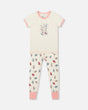 Organic Cotton Two Piece Pajama Set Off White Printed Strawberry | Deux par Deux | Jenni Kidz