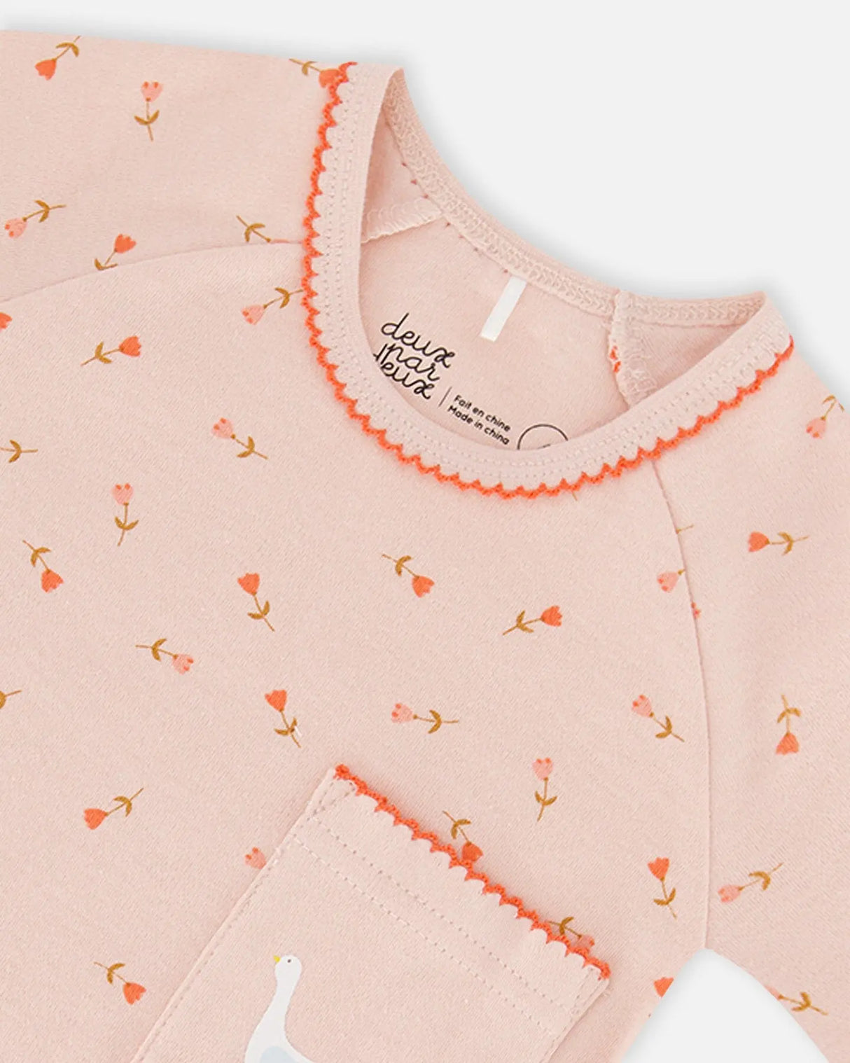 Organic Cotton Two Piece Pajama Set Pink Printed Goose | Deux par Deux | Jenni Kidz