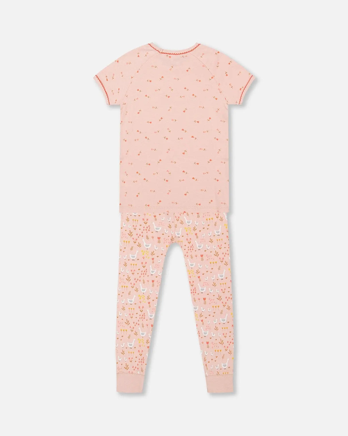 Organic Cotton Two Piece Pajama Set Pink Printed Goose | Deux par Deux | Jenni Kidz