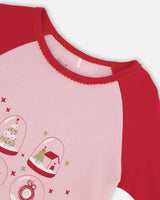 Organic Cotton Two Piece Pajama Set Red Printed Christmas Tree | Deux par Deux | Jenni Kidz