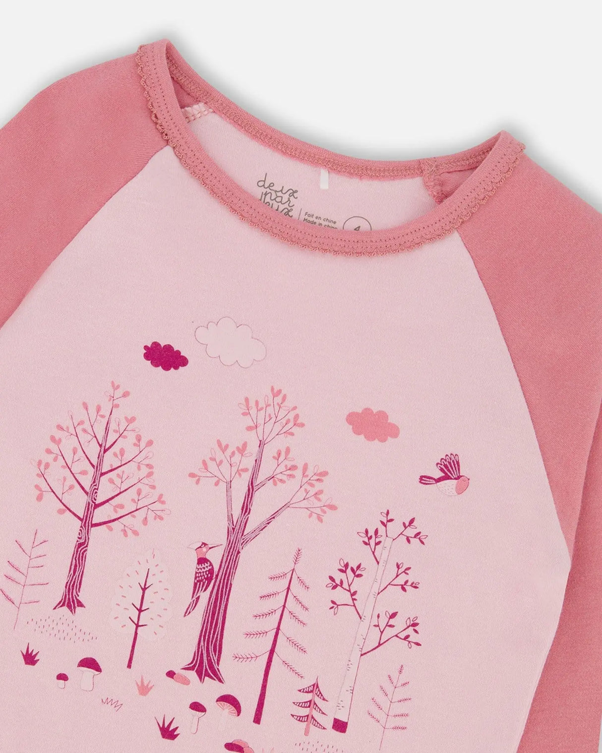 Organic Cotton Two-Piece Pajamas Pink Forest | Deux par Deux | Jenni Kidz
