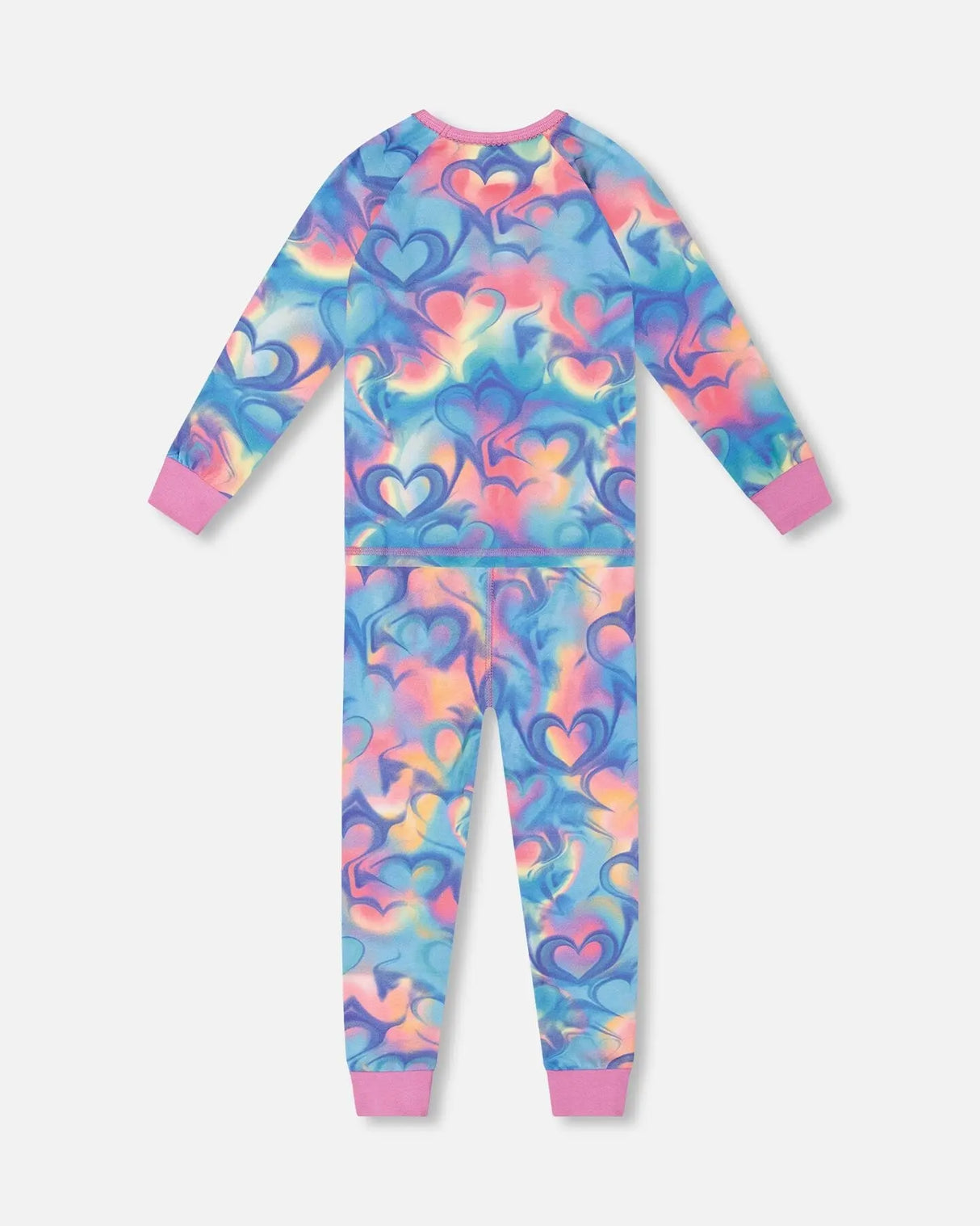 Organic Cotton Two-Piece Pajamas Rainbow Heart Print | Deux par Deux | Jenni Kidz