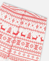 Organic Cotton Two-Piece Pajamas Red And White Fairisle | Deux par Deux | Jenni Kidz