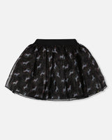 Organza And Mesh Skirt Black With Unicorn Print | Deux par Deux | Jenni Kidz