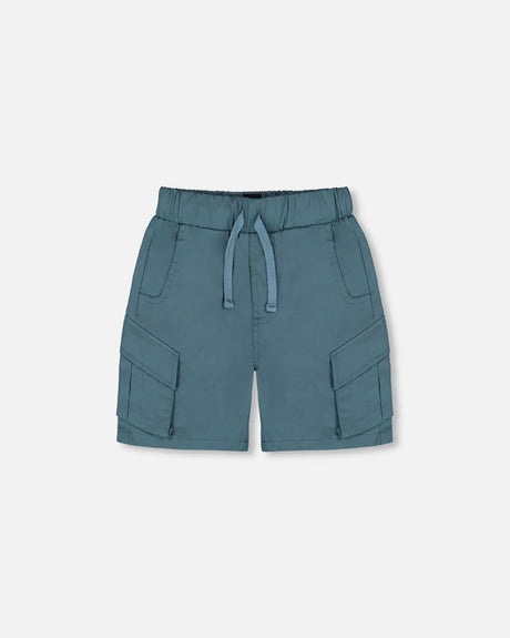 Parachute Cargo Pocket Shorts Dark Teal | Deux par Deux | Jenni Kidz