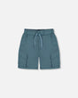 Parachute Cargo Pocket Shorts Dark Teal | Deux par Deux | Jenni Kidz