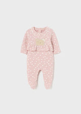 Patterned Quilted Bear footie Onesie - Baby Rose | Mayoral | Mayoral | Jenni Kidz