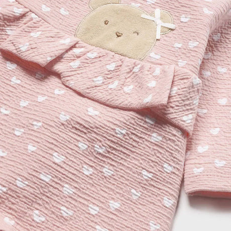 Patterned Quilted Bear footie Onesie - Baby Rose | Mayoral | Mayoral | Jenni Kidz