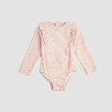 Pearl Shell Print On Pink Long-Sleeve Swimsuit | Miles The Label | Miles The Label | Jenni Kidz