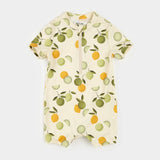 Petit Lem baby citrus print swim romper UPF 50+ antique white