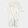 Petit Lem baby daffodil print footed sleeper organic cotton off-white front