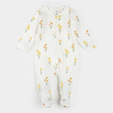 Petit Lem baby daffodil print footed sleeper organic cotton off-white front