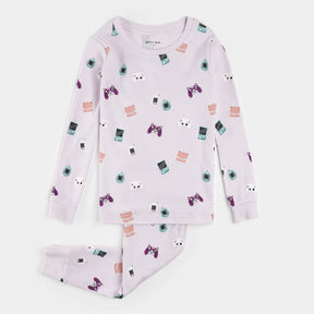 Petit Lem kids gamer girl print pajama set orchid pink organic cotton