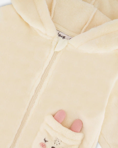 Plush Hooded Jacket Off White | Deux par Deux | Jenni Kidz