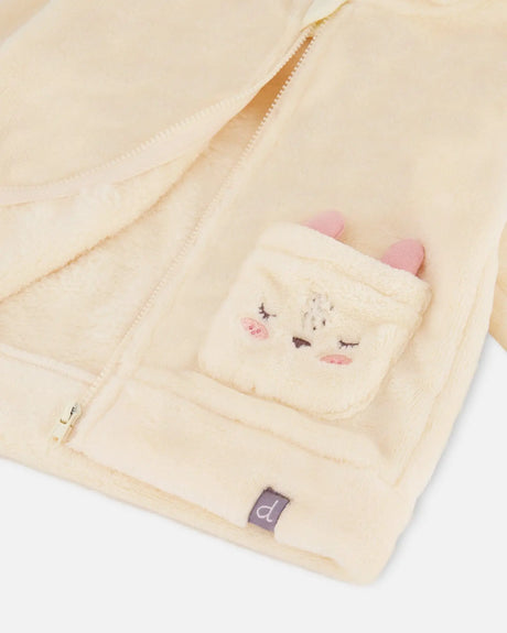 Plush Hooded Jacket Off White | Deux par Deux | Jenni Kidz