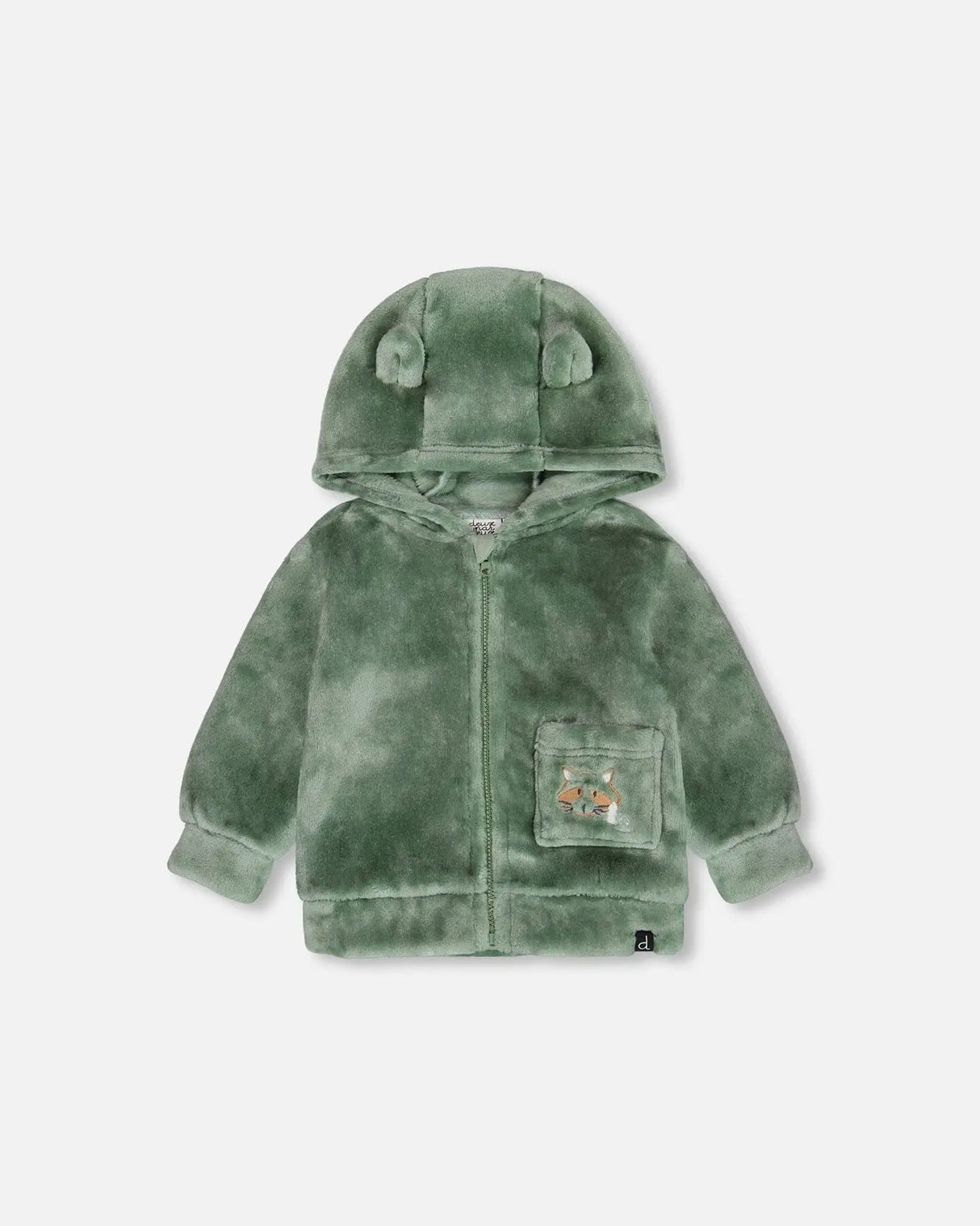 Plush Hooded Zip Jacket Green | Deux par Deux | Jenni Kidz