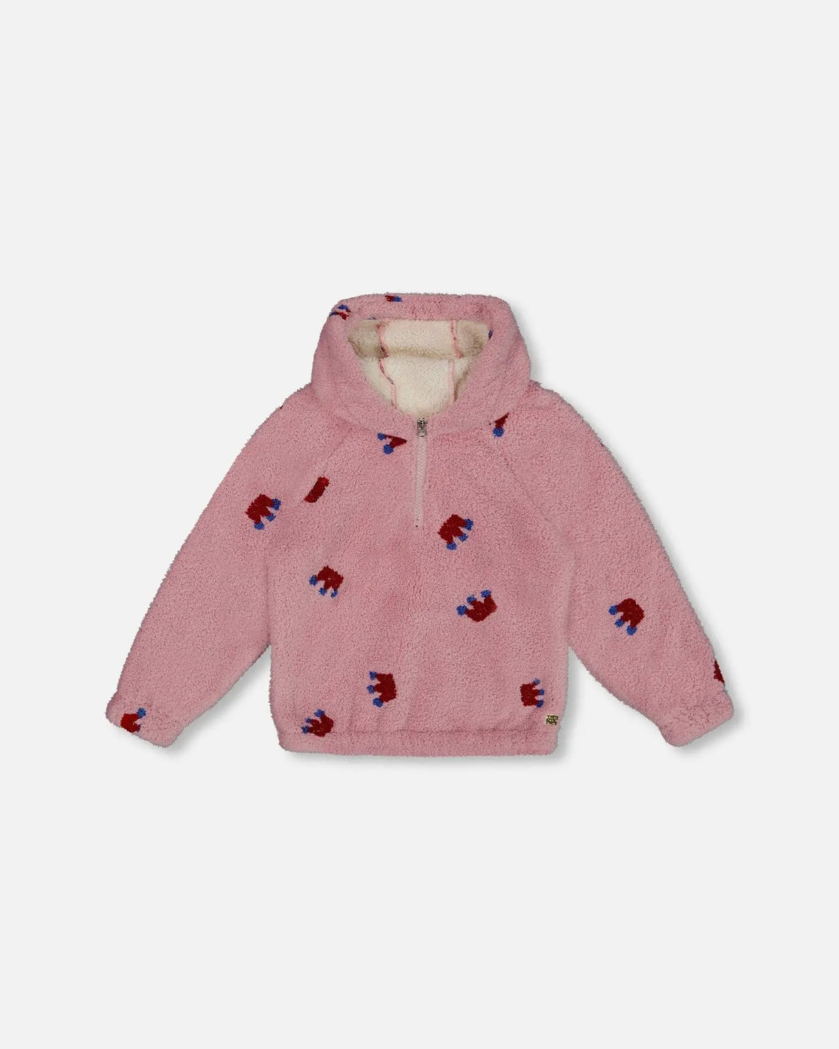 Plush Hoodie Mauve With Crown Pattern | Deux par Deux | Jenni Kidz