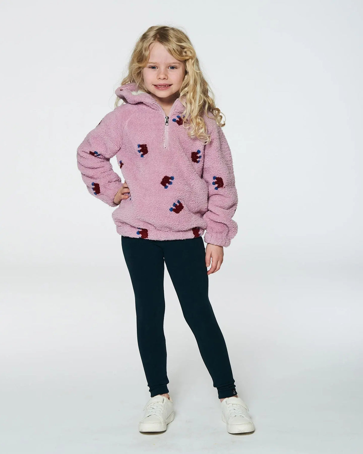 Plush Hoodie Mauve With Crown Pattern | Deux par Deux | Jenni Kidz