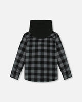 Polar Fleece Shirt With Hood Black Plaid | Deux par Deux | Jenni Kidz