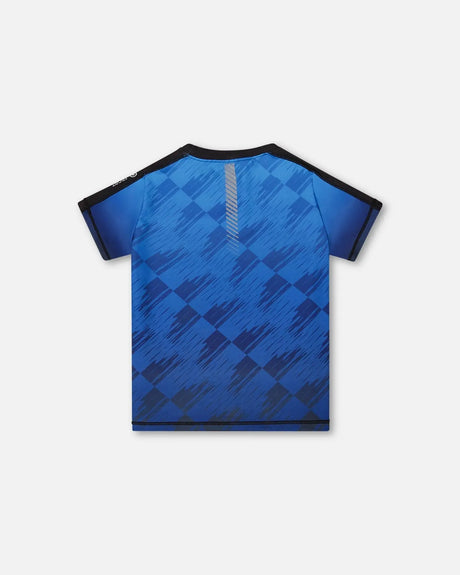 Printed Athletic Top Blue And Black | Deux par Deux | Jenni Kidz