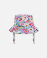 Printed Beach Sun Hat White, Pink, And Green Flowers | Deux par Deux | Jenni Kidz