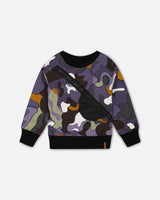 Printed Camo Fleece Sweatshirt With Bag | Deux par Deux | Jenni Kidz