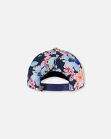 Printed Cap Navy And Yellow And Pink Flowers | Deux par Deux | Jenni Kidz