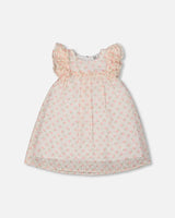 Printed Dress With Frills Pale Pink And Flowers | Deux par Deux | Jenni Kidz