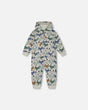 Printed Fox Hooded Fleece Jumpsuit Gray Mix | Deux par Deux | Jenni Kidz