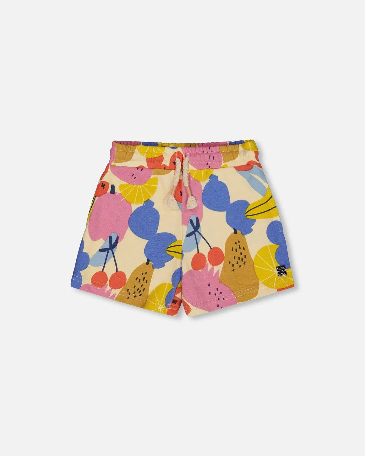 Printed French Terry Short Fruits On Yellow Background | Deux par Deux | Jenni Kidz